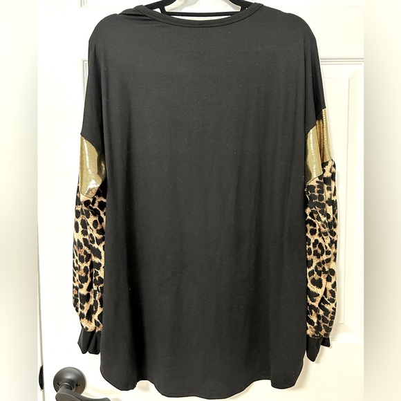 Watermelon Leopard Print Bubble Sleeve Top - Picture 2 of 5